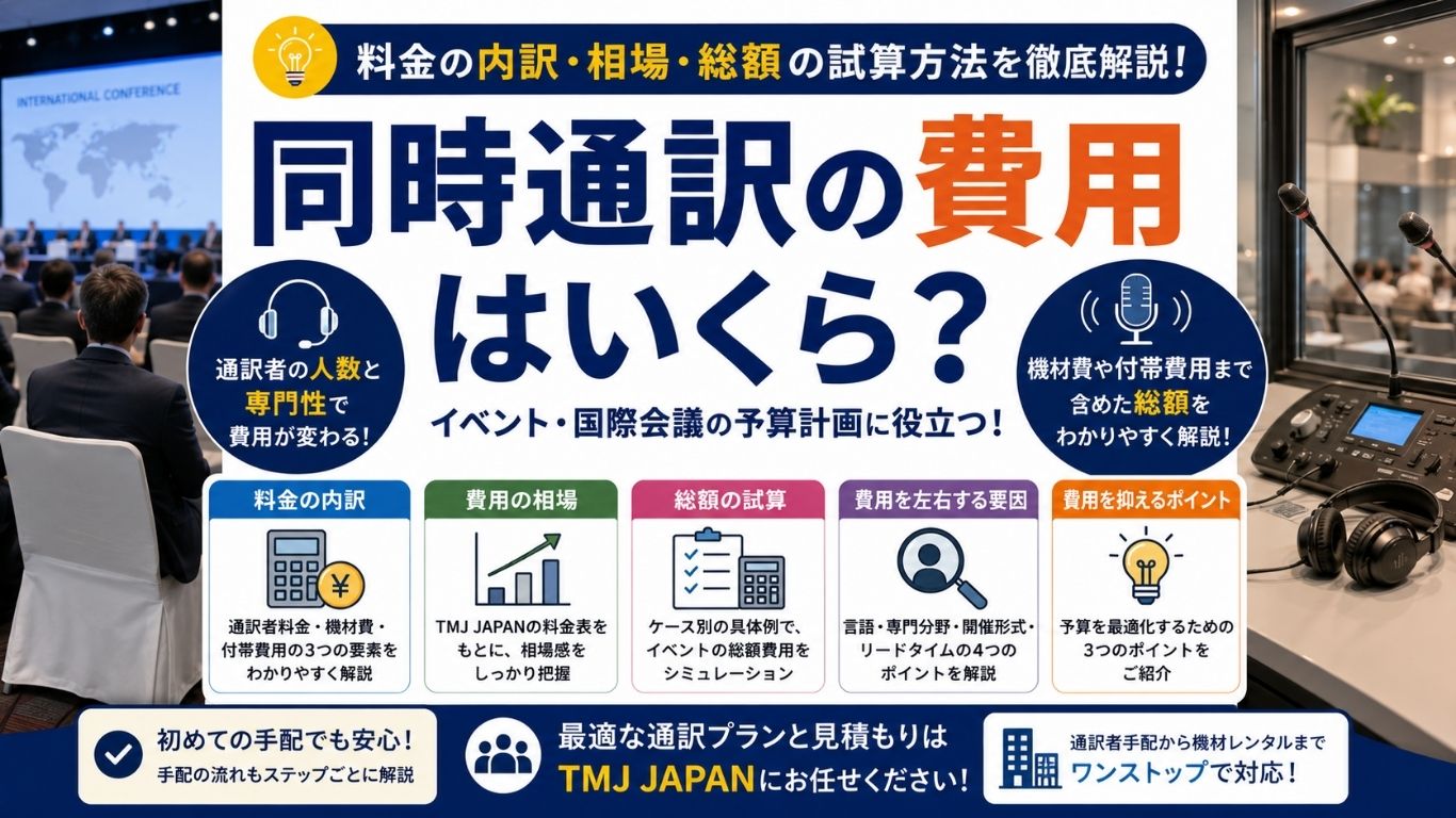 同時通訳の費用はいくら？料金の内訳・相場・総額の試算方法を徹底解説